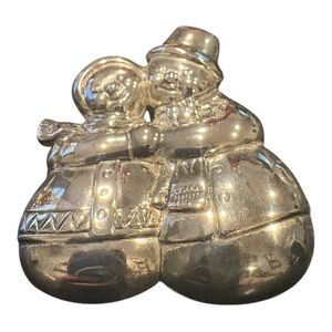 Best Snowman Couple Brooch Pendant Silver Tone Holiday Pin. J23